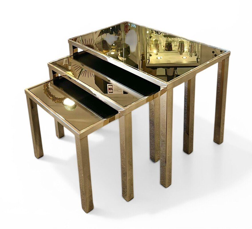 Tables gigognes Belgochrom dorée à l'or 23 carats