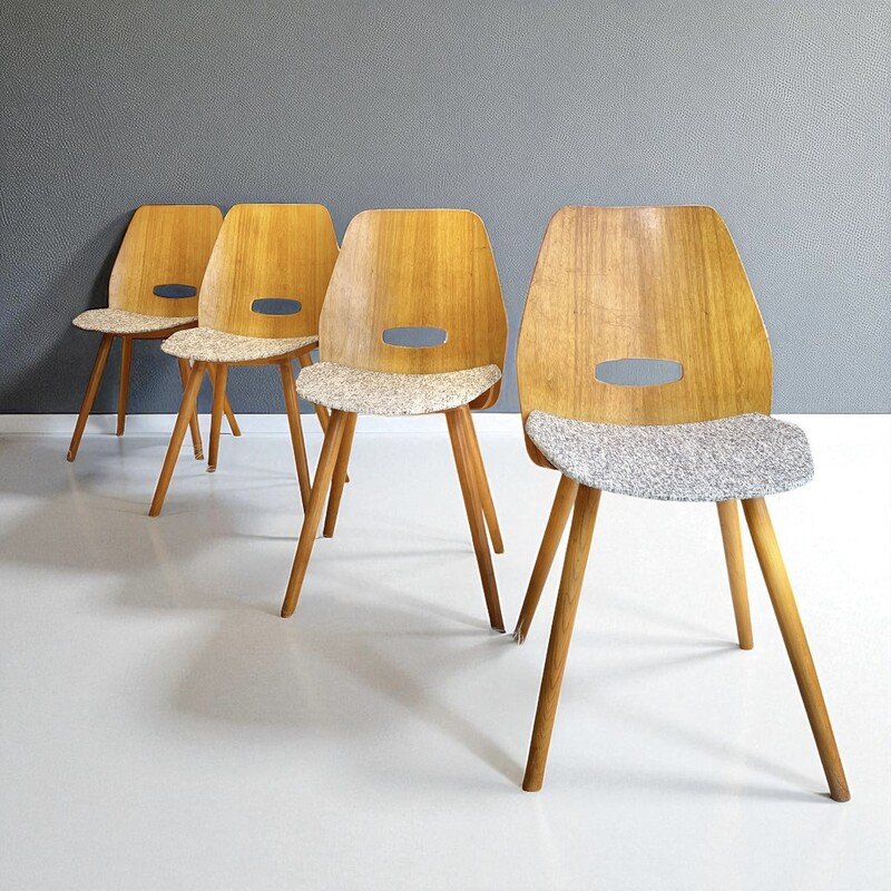 4 "lollipop" Chairs By Frantisek Jirak For Tatra, 1965