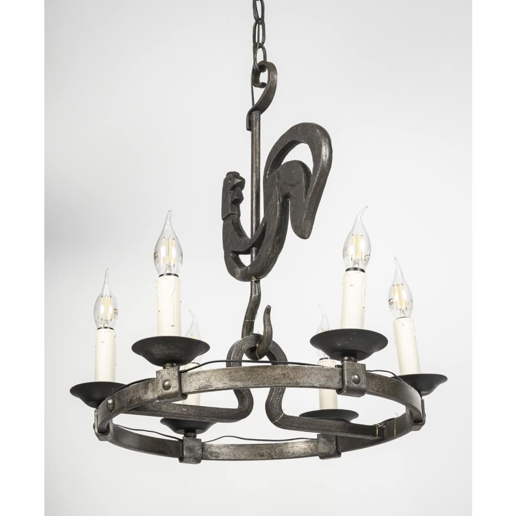 Chandelier By Jean Touret And Atelier De Marolles-photo-2