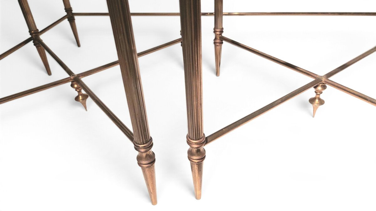 Charles-style Gold-plated Brass Coffee Table And Nesting Tables Set-photo-4