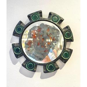 Miroir en céramique signé atelier Berlemont 