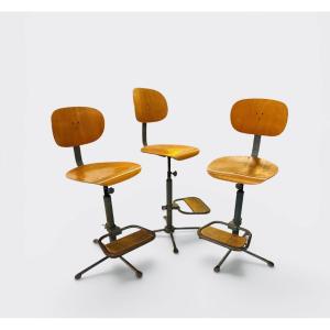 3 tabourets indiustriels 1950
