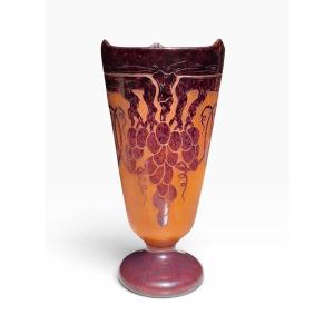 Le verre français, Schneider/Charder, vase décor muscat