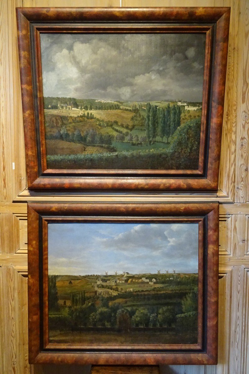 Pair Of Landscapes, Oil On Canvas 1st Half Of The 19th Century