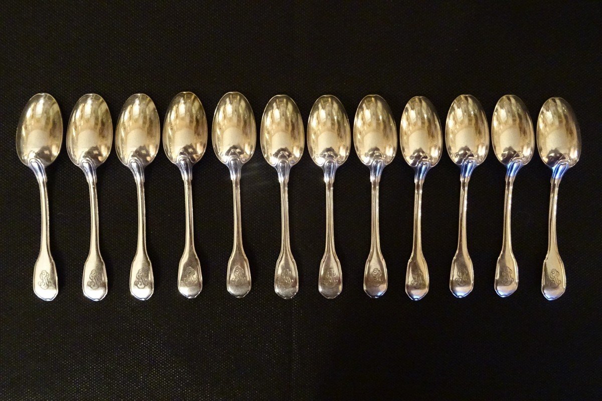 Sterling Silver Cutlery Set By Henri Lappara 57 Pieces-photo-2