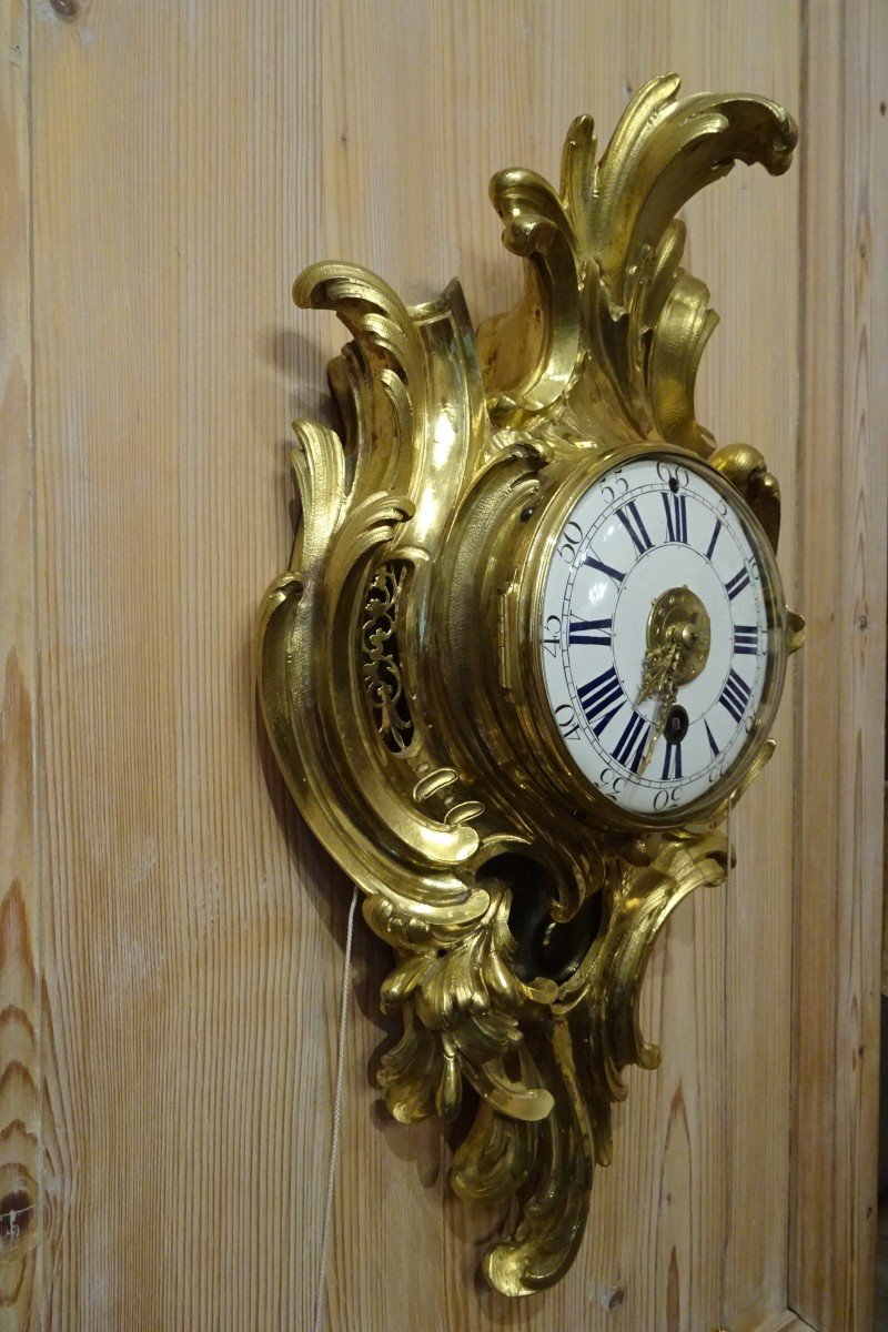 Cartel d'alcôve en bronze doré d'époque Louis XV-photo-2