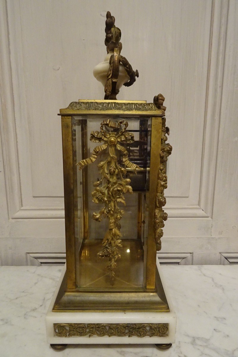 Pendule cage en bronze doré de style Louis XVI-photo-4
