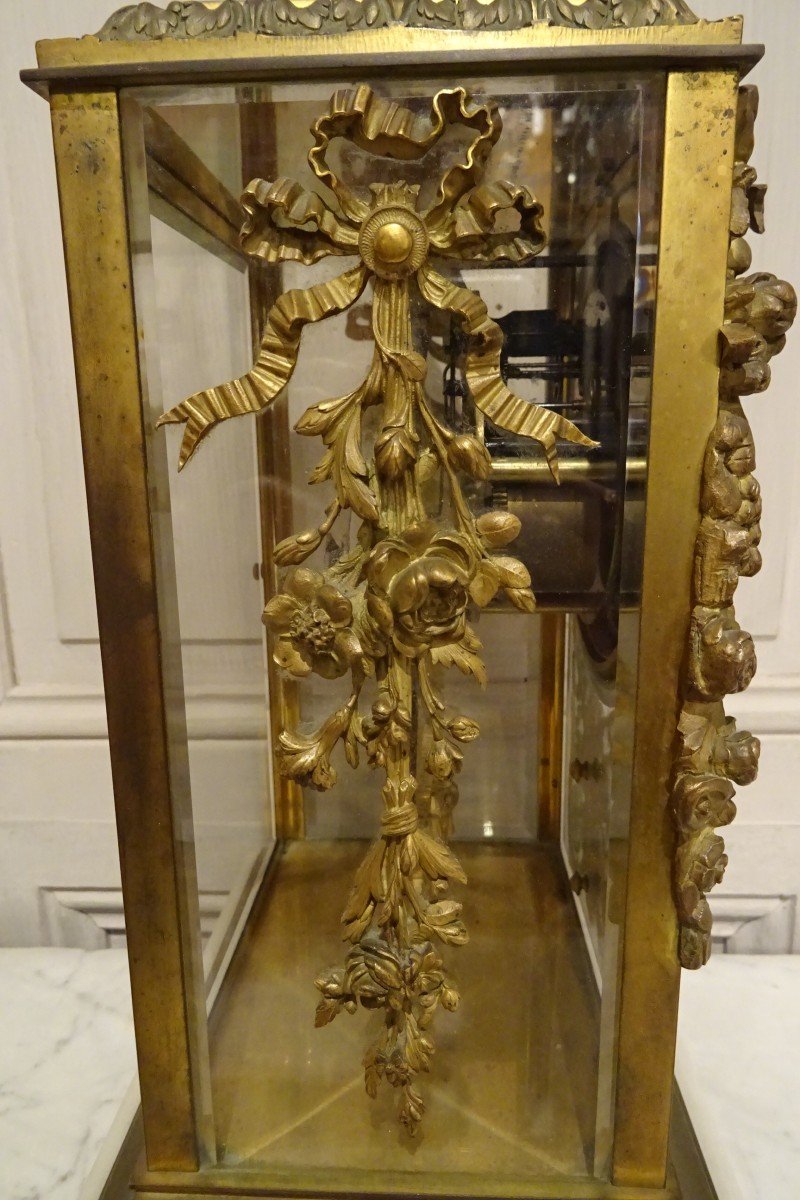 Pendule cage en bronze doré de style Louis XVI-photo-1