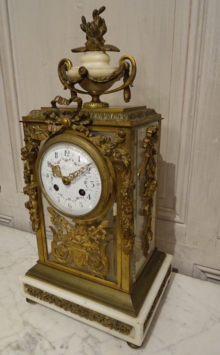 Pendule cage en bronze doré de style Louis XVI-photo-7