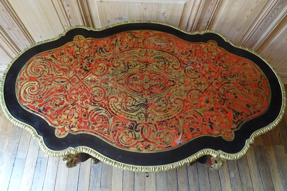 Napoleon III Middle Table In Boulle Marquetry-photo-4