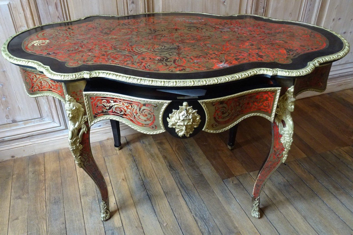 Napoleon III Middle Table In Boulle Marquetry-photo-8