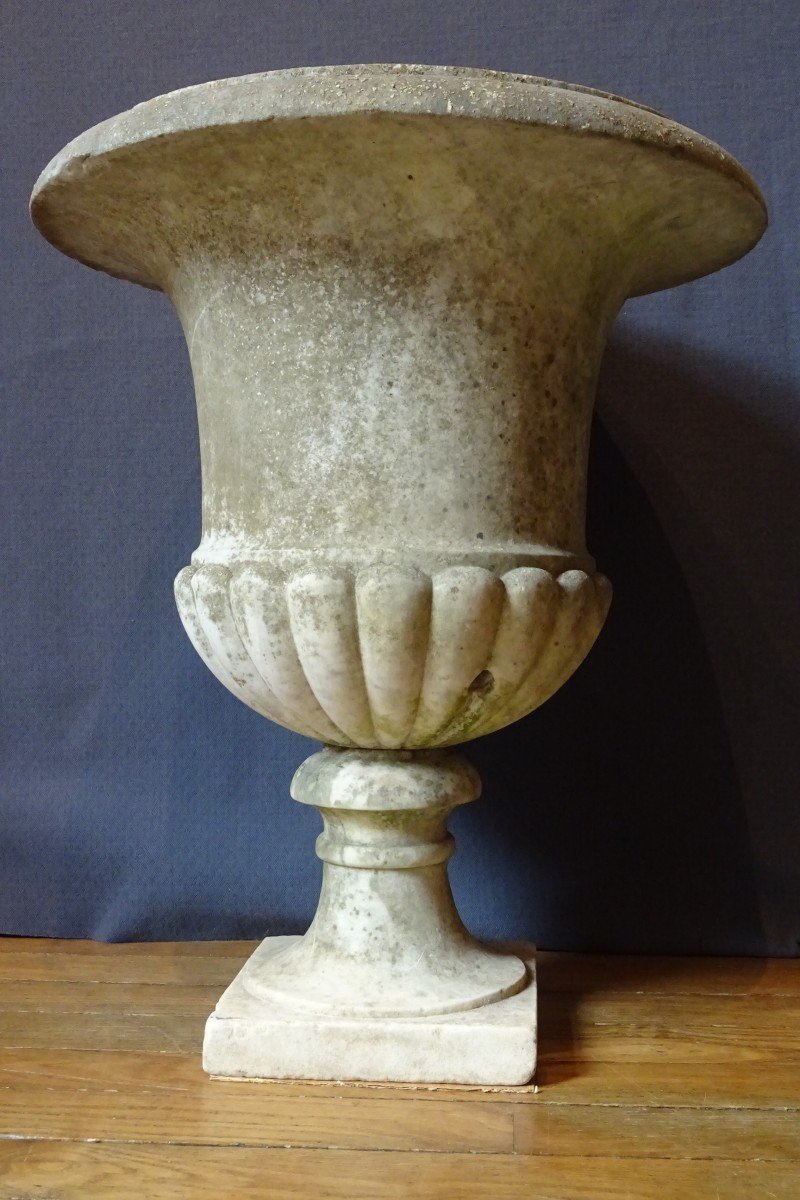 Pair Of Medici Vases In White Marble Late 18th Century-photo-3