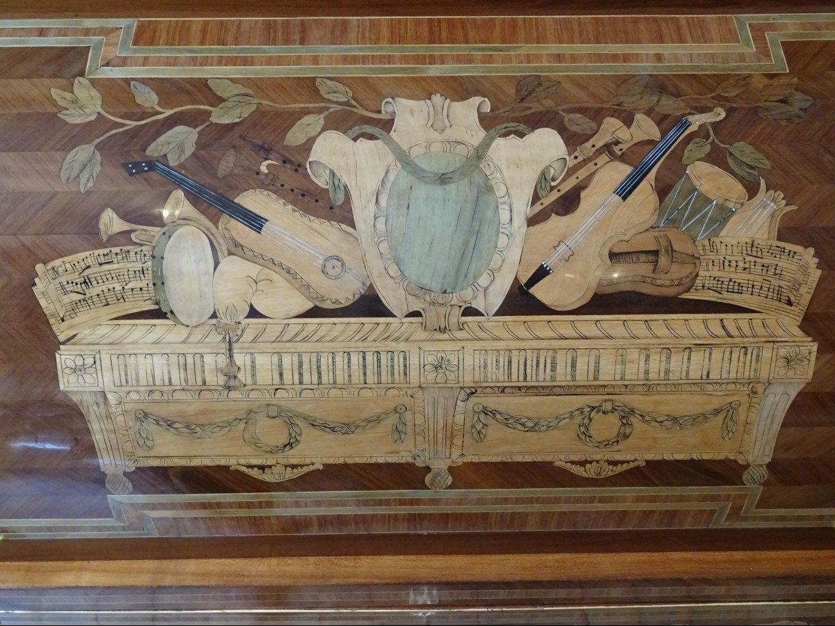 Cylinder Desk In Marquetry From The Louis XV - Louis XVI Transition Period-photo-3