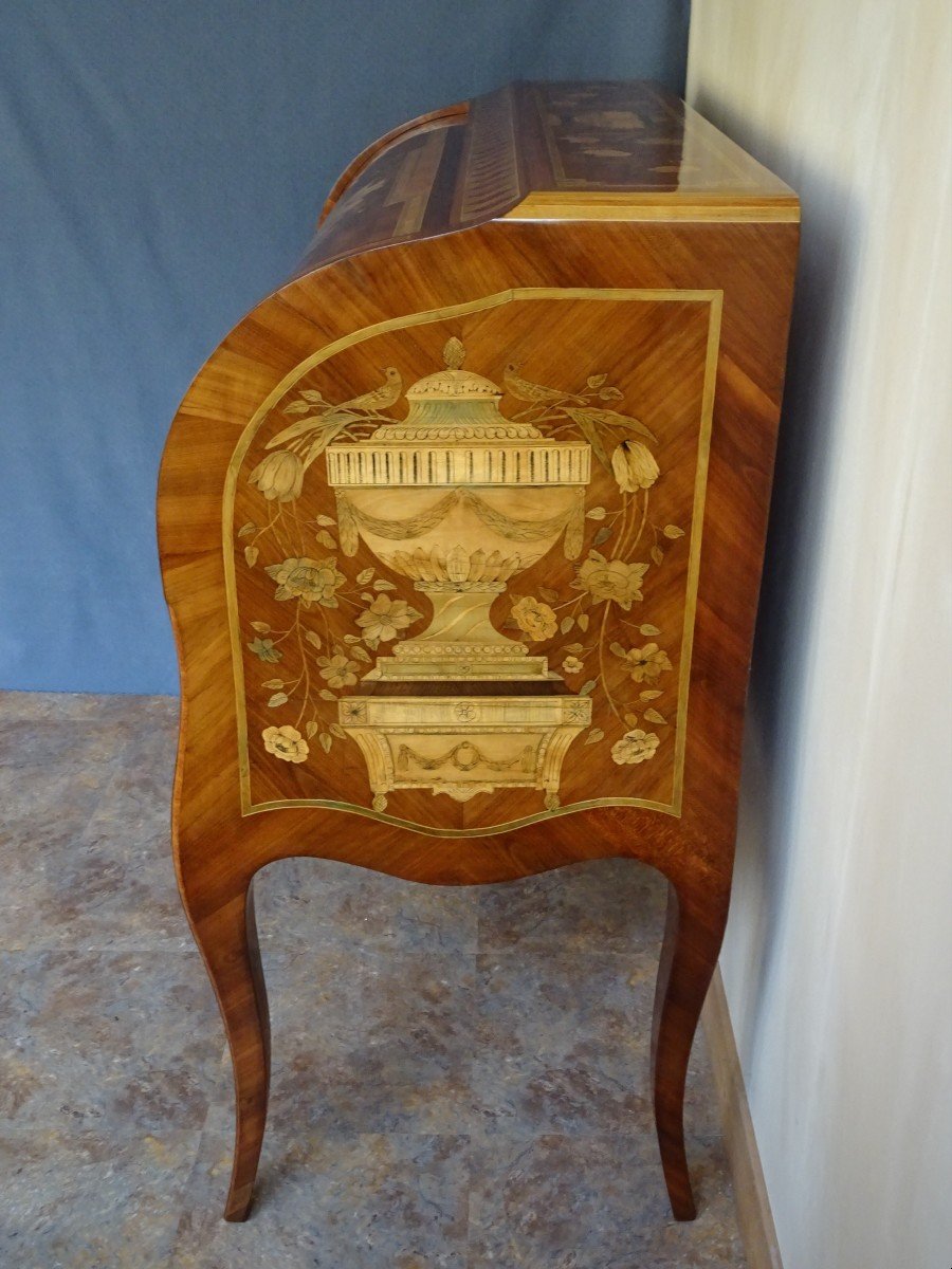 Cylinder Desk In Marquetry From The Louis XV - Louis XVI Transition Period-photo-7