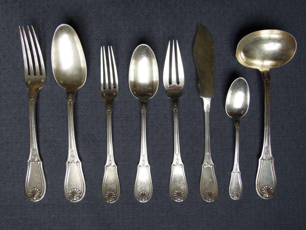 Ménagère argent massif Lapar 18 convives 126 pièces 8,1 Kg-photo-3