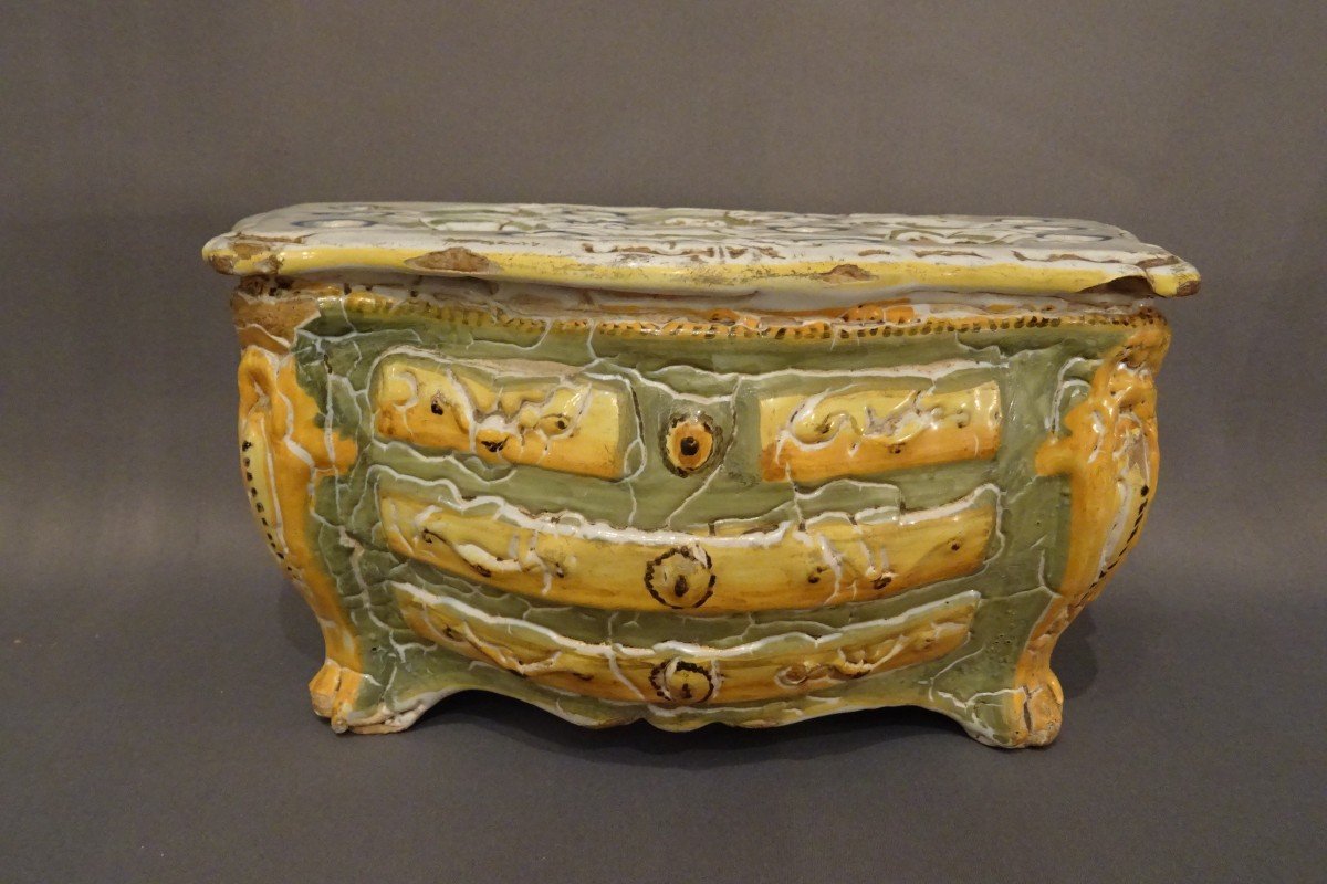Commode bouquetière galbée en faïence XVIII ème-photo-4