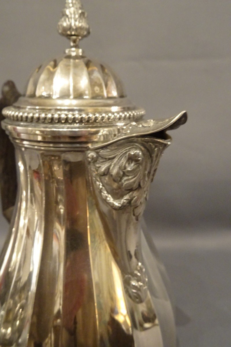 Solid Silver Tea And Coffee Service By Léopold Bessereau-photo-3