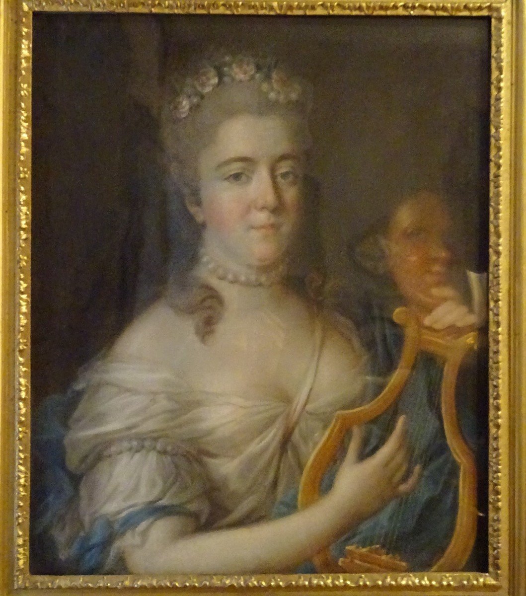 Pastel, 18th Century Portrait Of A Woman Of Quality-photo-2
