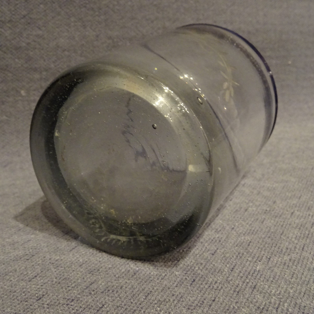 Blue-rimmed Glass Goblet From Tanville, Normandy, 1810-photo-1
