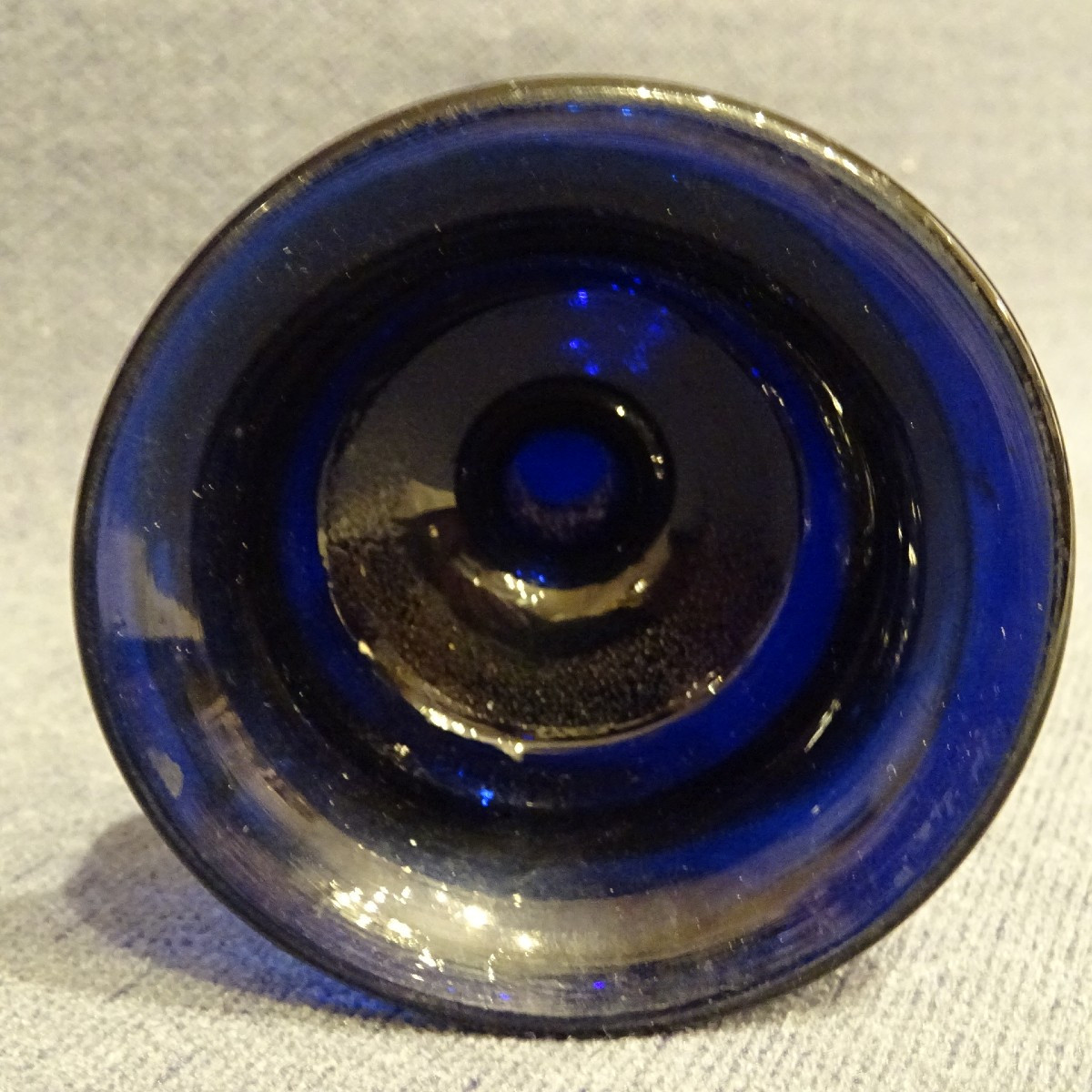 18th Century Blue Blown Glass Tobacco Shaker Or Touine, Tanville, Normandy-photo-2