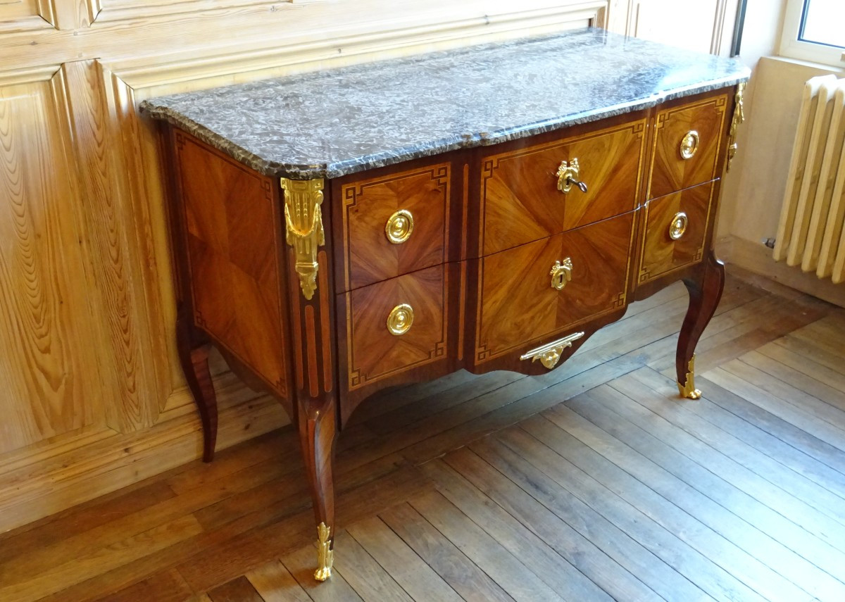 Transition Chest Of Drawers With Projection From The 18th Century Stamped J. Bircklé-photo-4