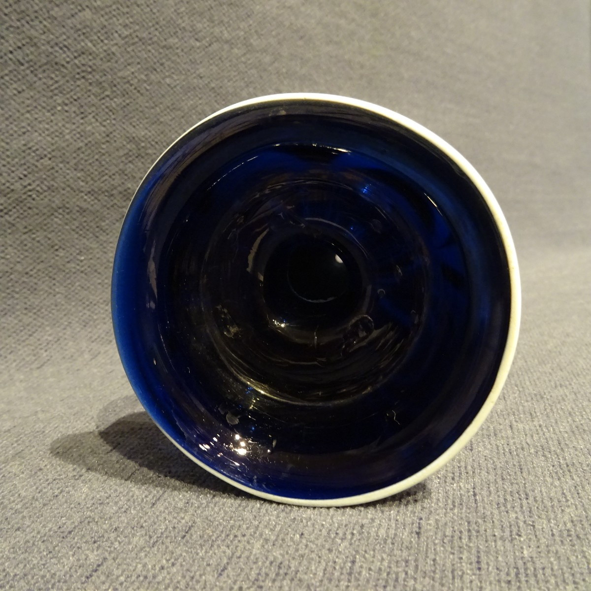 18th Century Blue Combed Blown Glass Tobacco Shaker Or Touine. Tanville, Normandy-photo-3
