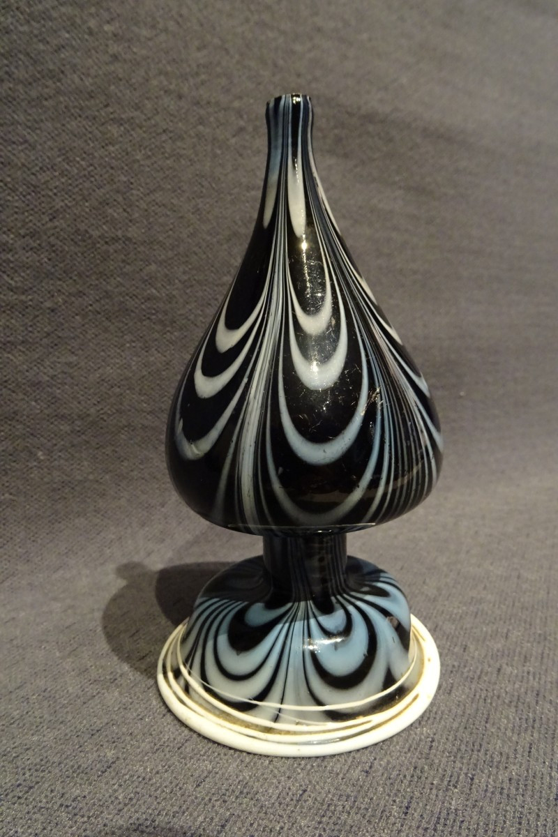18th Century Blue Combed Blown Glass Tobacco Shaker Or Touine. Tanville, Normandy-photo-4