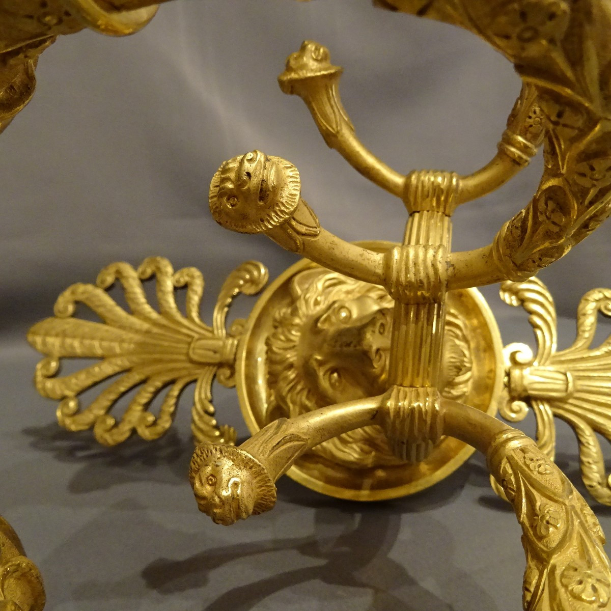 Paire d'appliques en bronze doré d'époque Empire-photo-8