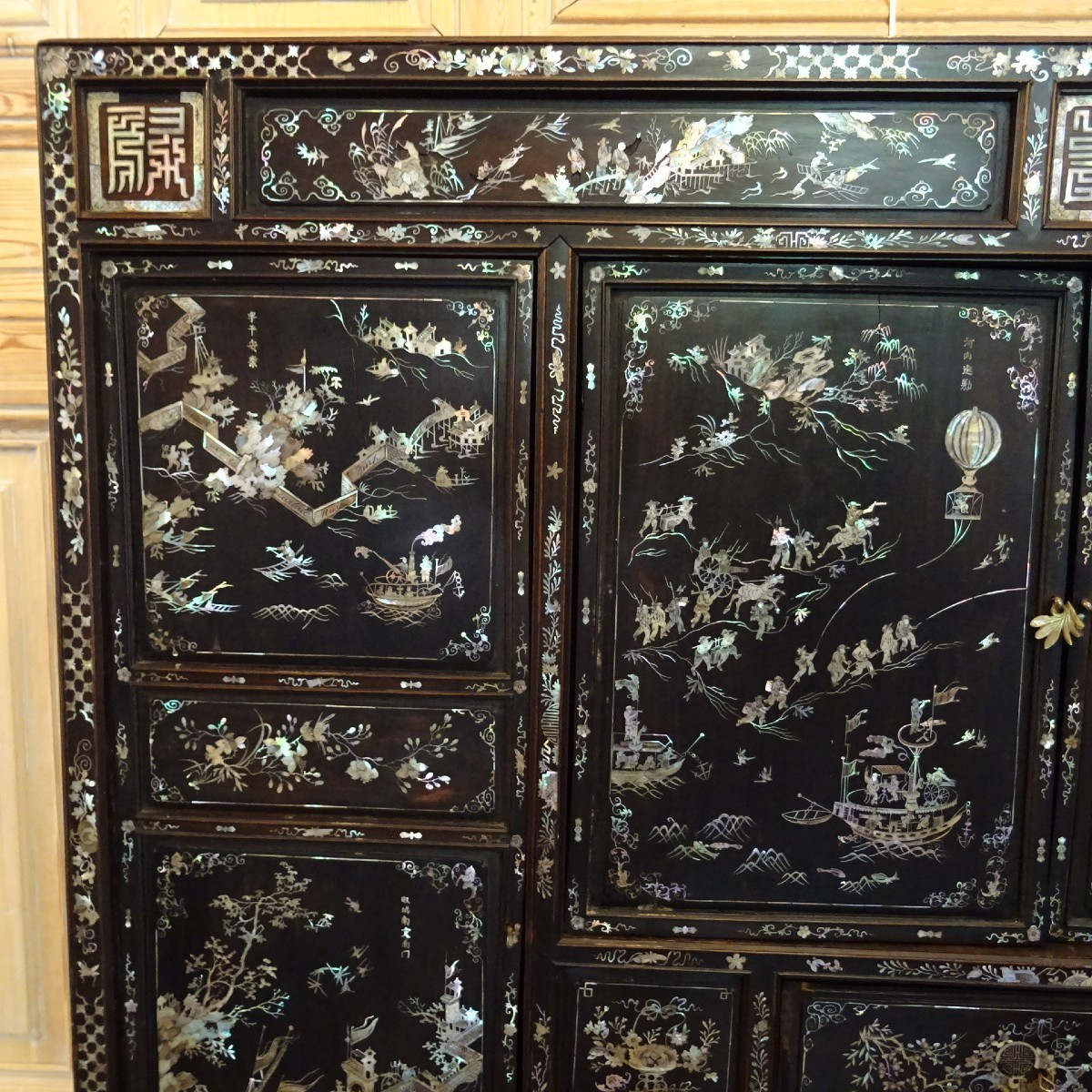 Cabinet vietnamien incrusté de nacre fin XIX ème-photo-2