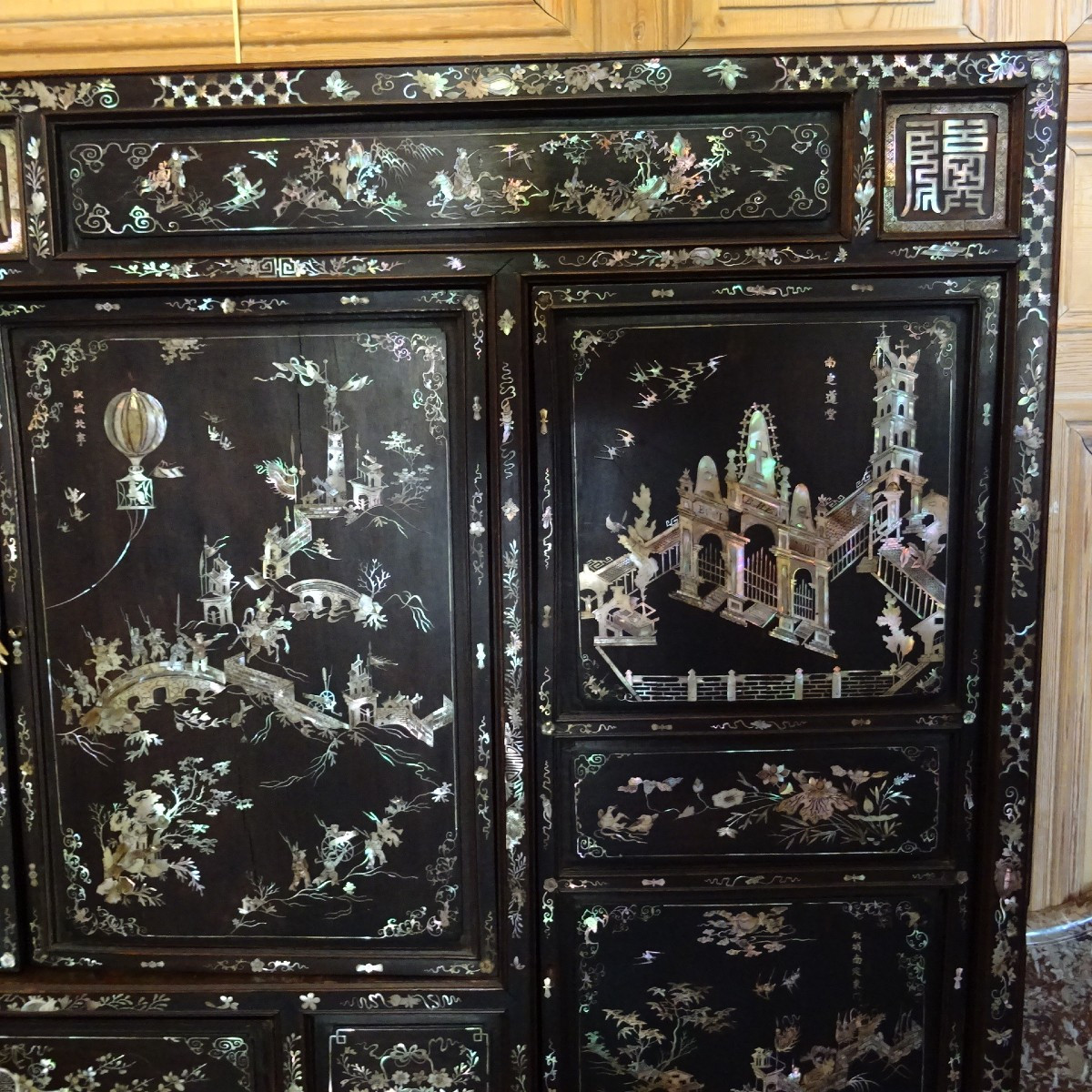 Cabinet vietnamien incrusté de nacre fin XIX ème-photo-3