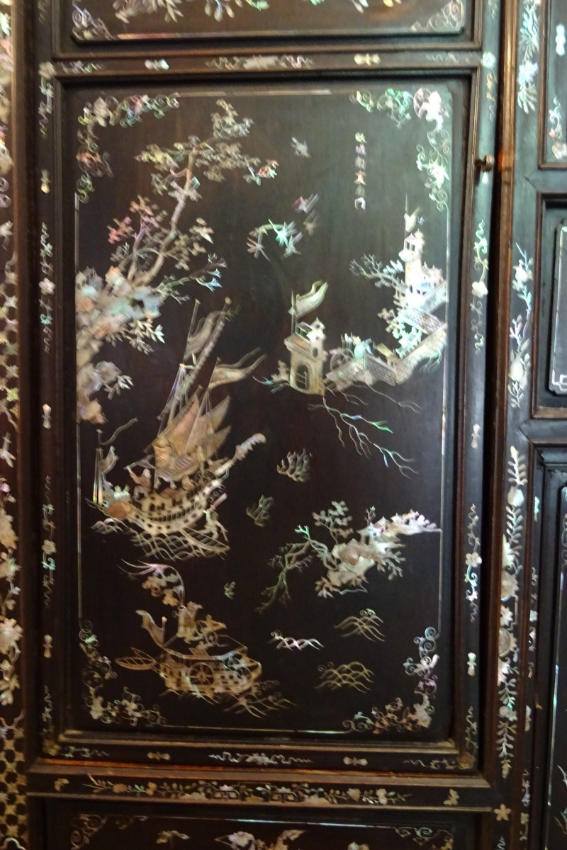 Cabinet vietnamien incrusté de nacre fin XIX ème-photo-3