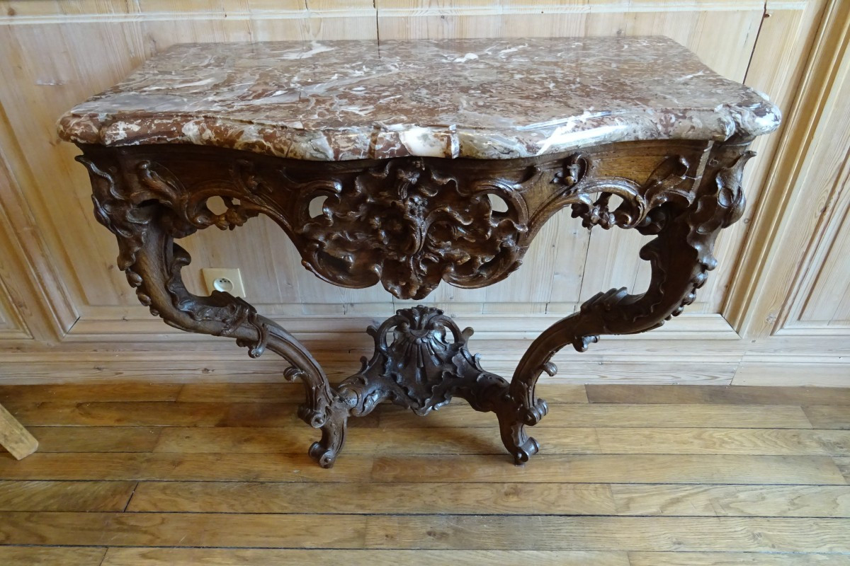 Regency Period Carved Oak Console Table-photo-1