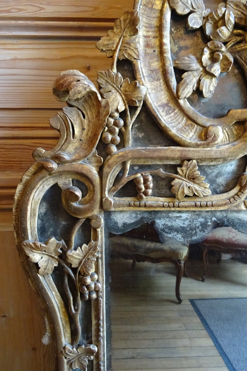 Miroir provençal en bois doré d'époque Louis XV dit de Beaucaire-photo-3