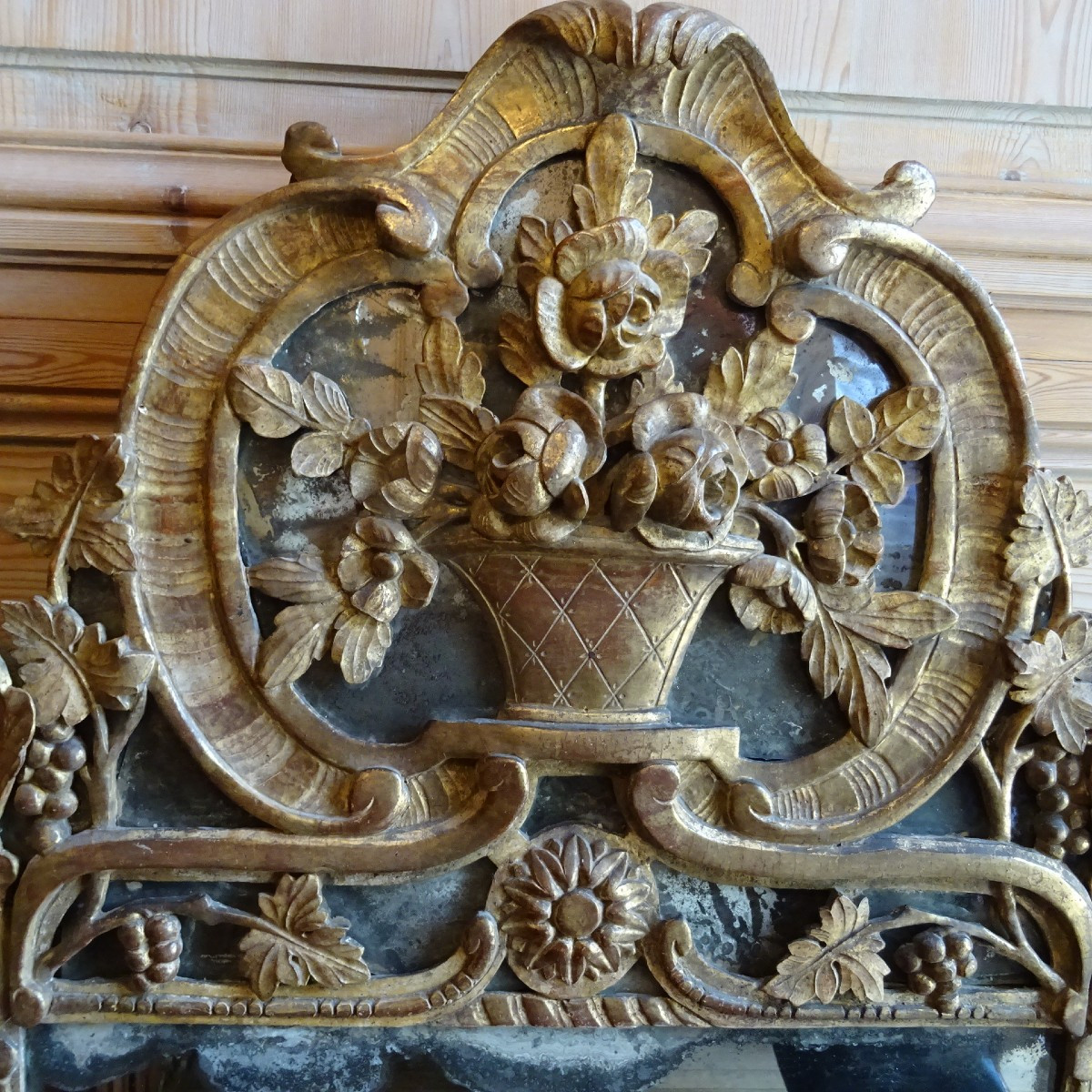 Miroir provençal en bois doré d'époque Louis XV dit de Beaucaire-photo-2