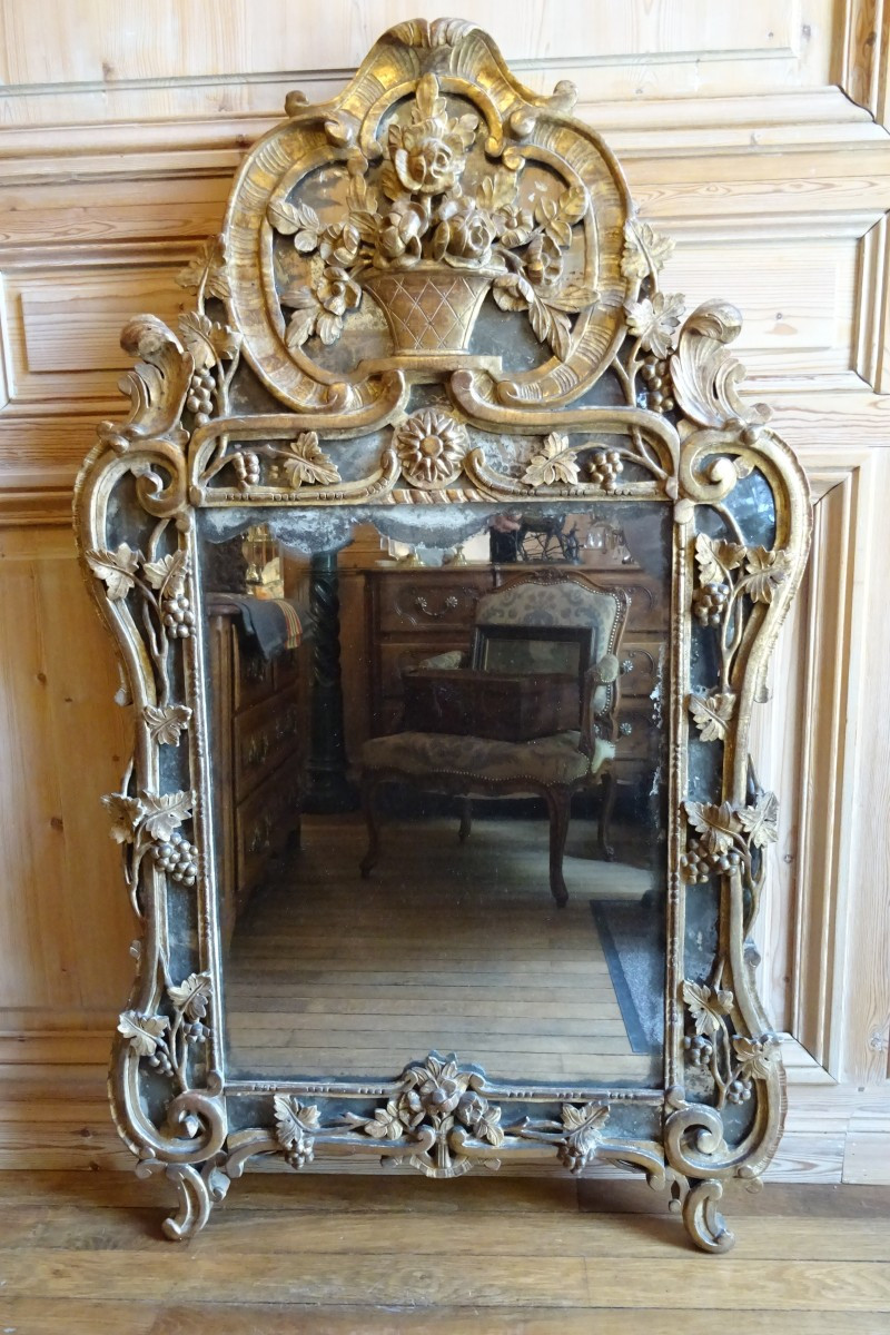 Miroir provençal en bois doré d'époque Louis XV dit de Beaucaire-photo-7