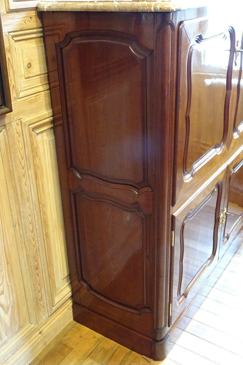 Secrétaire à hauteur d'appui en acajou massif d'époque L XV estampillé D. Genty-photo-2