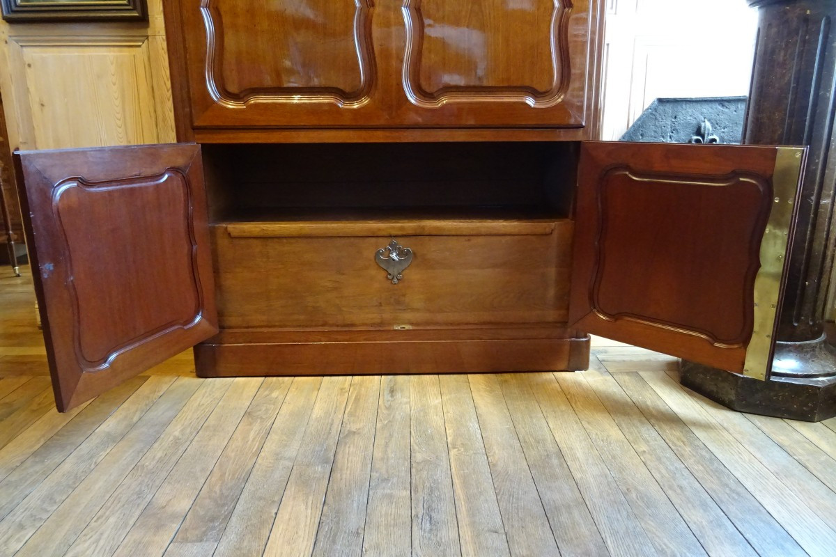 Secrétaire à hauteur d'appui en acajou massif d'époque L XV estampillé D. Genty-photo-2