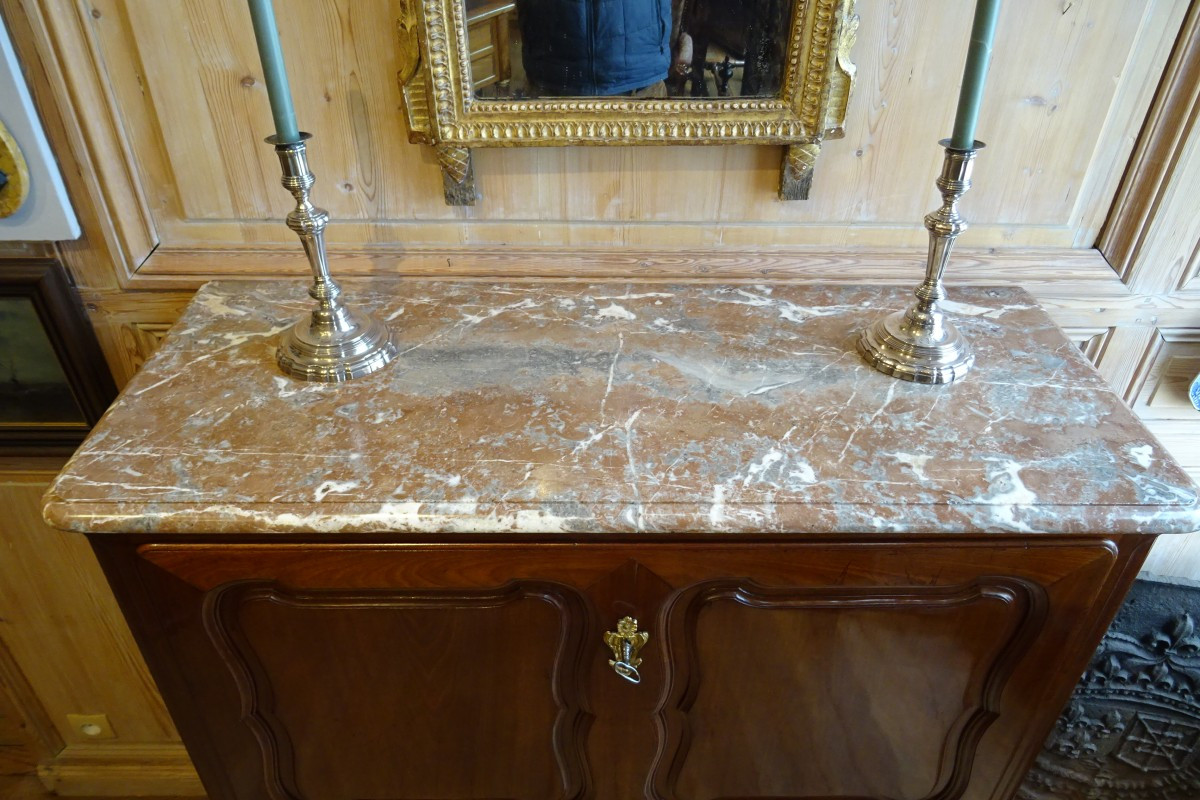 Secrétaire à hauteur d'appui en acajou massif d'époque L XV estampillé D. Genty-photo-4