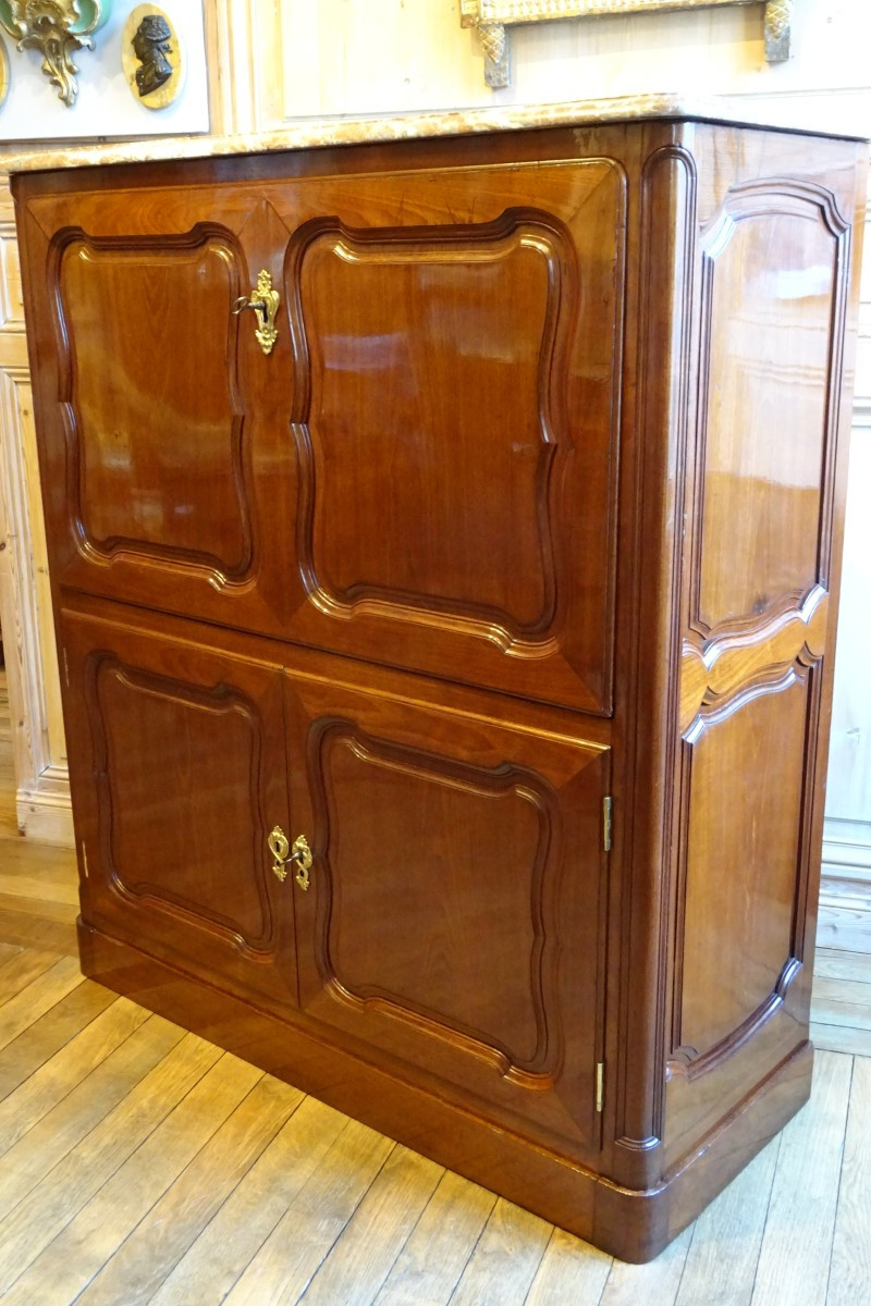 Secrétaire à hauteur d'appui en acajou massif d'époque L XV estampillé D. Genty-photo-8