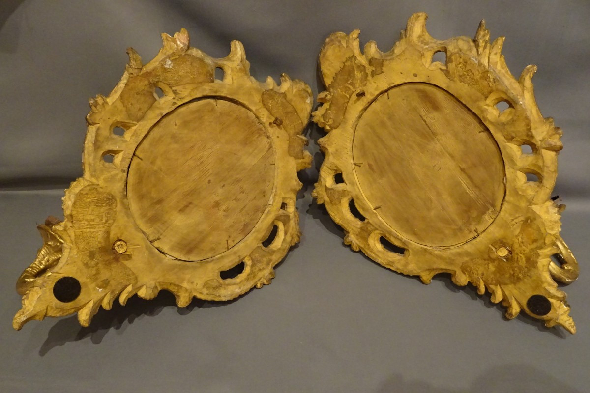 Pair Of 18th-century Giltwood Mirror Sconces-photo-3