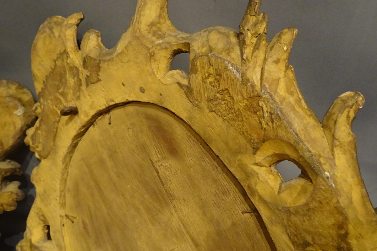 Pair Of 18th-century Giltwood Mirror Sconces-photo-4