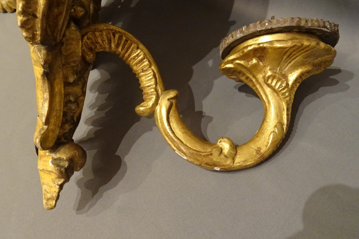 Pair Of 18th-century Giltwood Mirror Sconces-photo-5