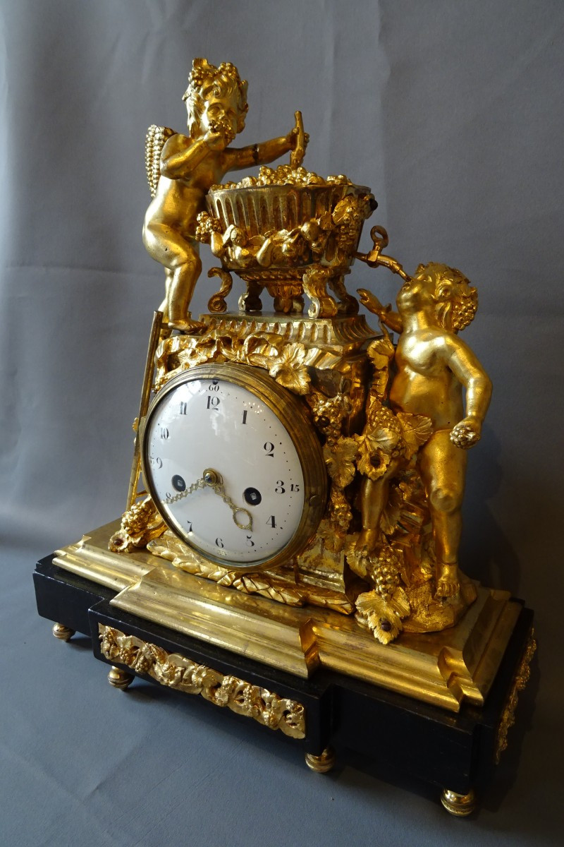 Louis XVI Period Clock With Grape-picking Children (from Bordeaux Or Burgundy)-photo-3