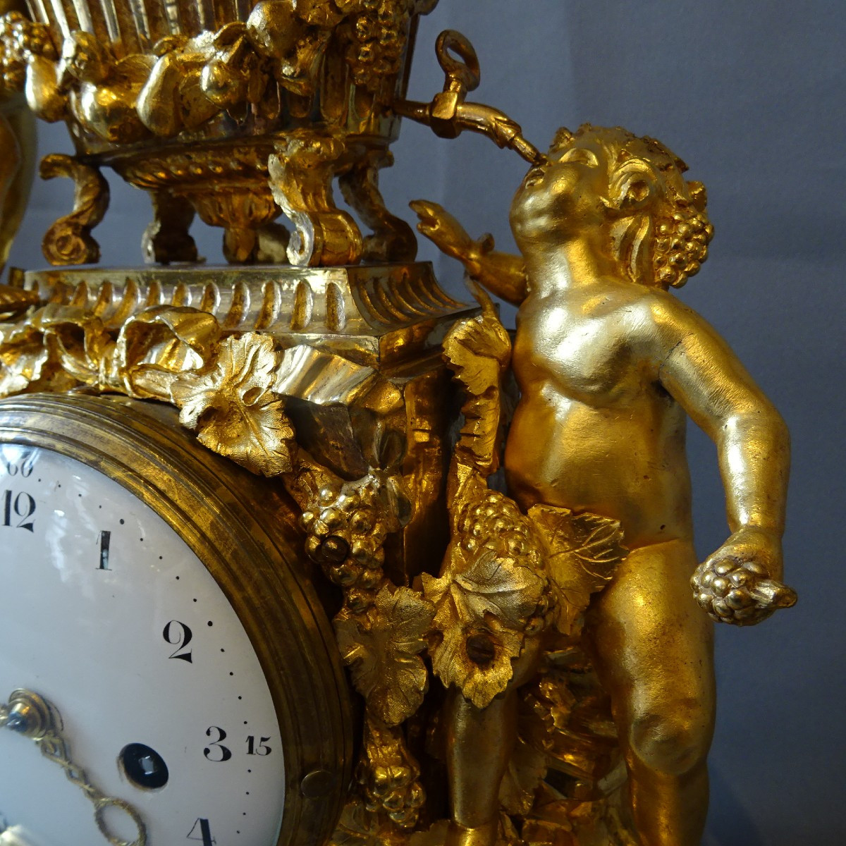 Louis XVI Period Clock With Grape-picking Children (from Bordeaux Or Burgundy)-photo-4