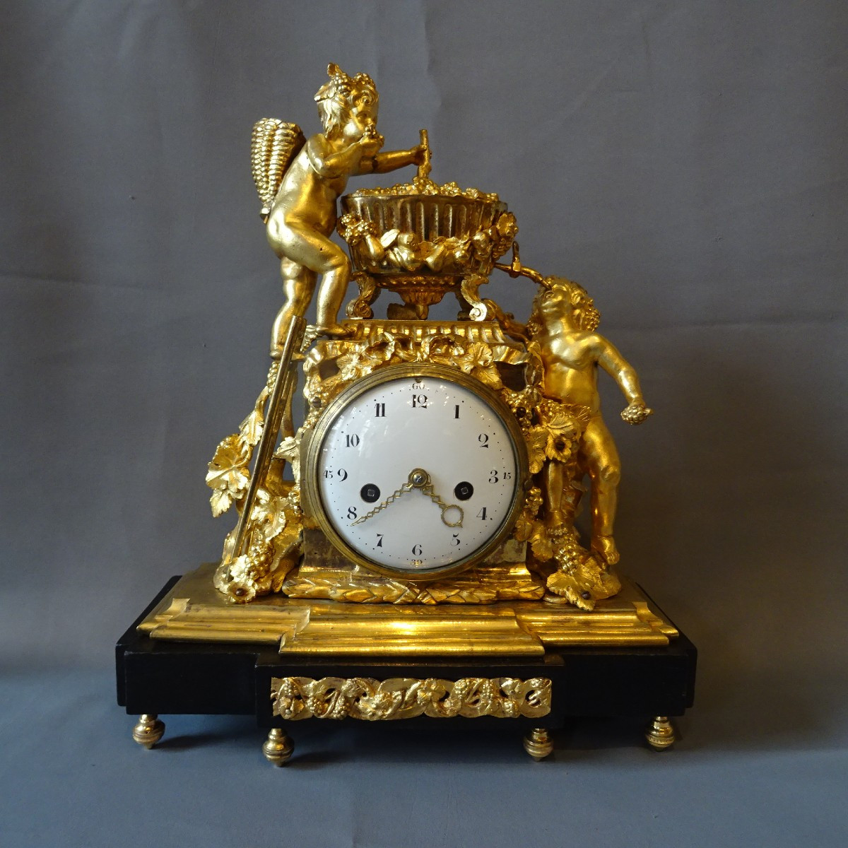 Louis XVI Period Clock With Grape-picking Children (from Bordeaux Or Burgundy)