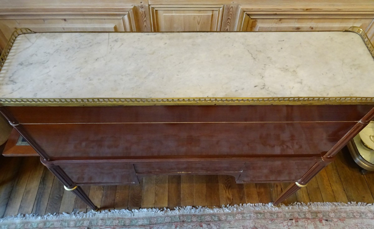 L XVI Period Speckled Mahogany Cylinder Desk Stamped Molitor-photo-6