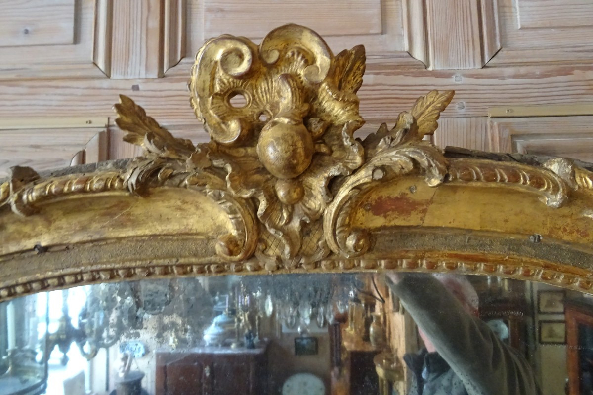 Large Gilded Carved Wood Entre-deux Mirror, Regency Period-photo-1