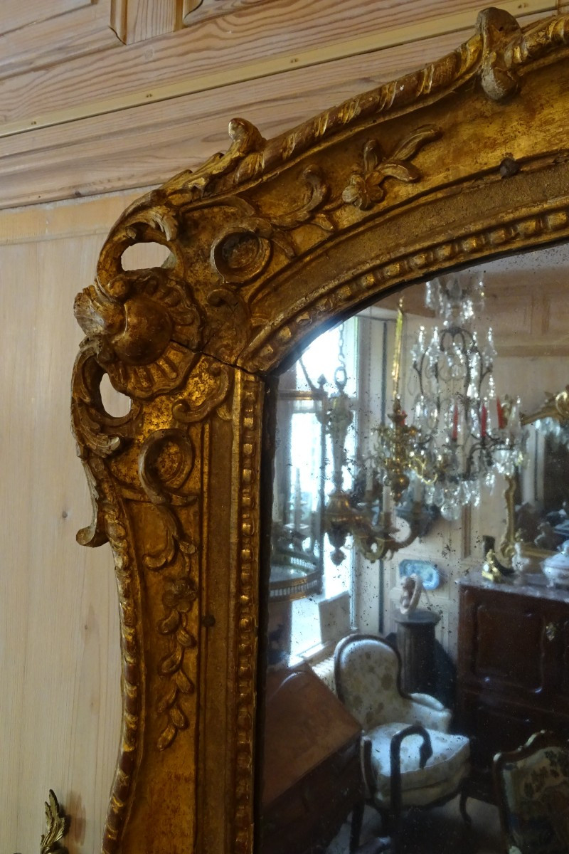 Large Gilded Carved Wood Entre-deux Mirror, Regency Period-photo-2