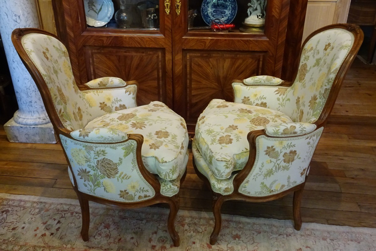 Pair Of Louis XV Period Bergères Stamped J Lechartier-photo-3