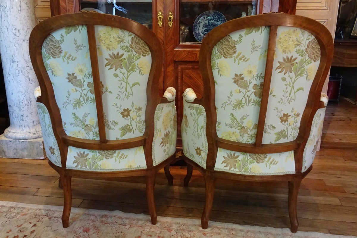 Pair Of Louis XV Period Bergères Stamped J Lechartier-photo-4